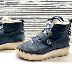 Coach Blue Suede High Top Sneaker Boot - Blue Women's Size 9 "Rexy Urban Hiker"